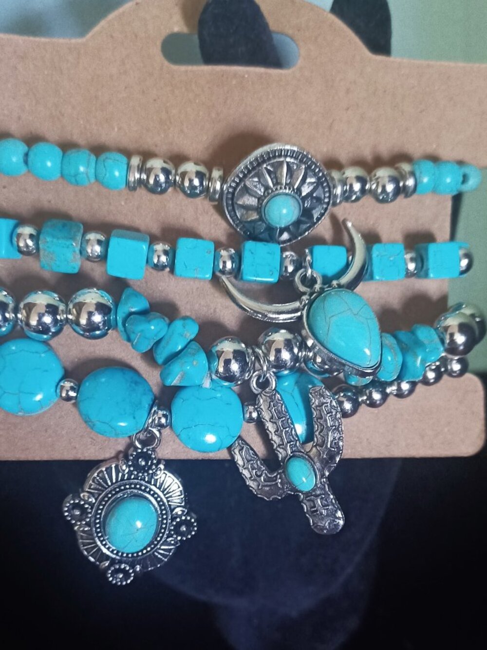 4Pc Men's or Woman's Boho Turquoise Beaded Bracelets